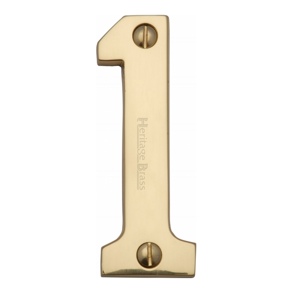 C1566 1-PB • 76mm • Polished Brass • Heritage Brass Face Fixing Numeral 1